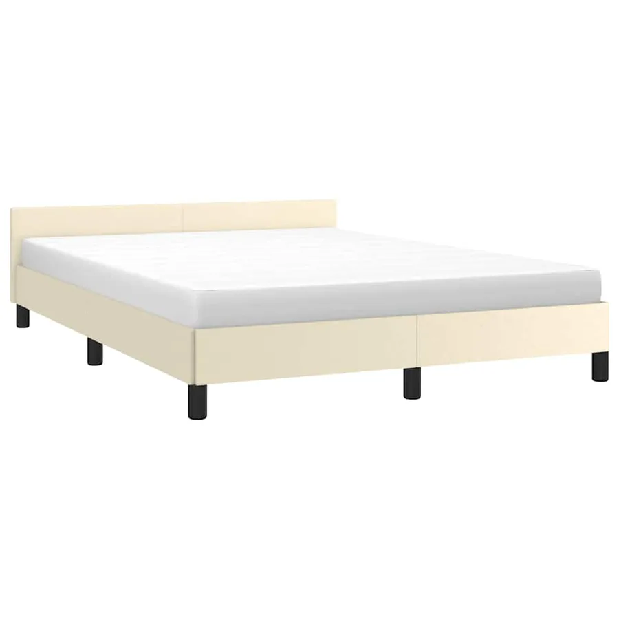 Cadre de lit avec tête de lit sans matelas crème 140x190 cm - 3