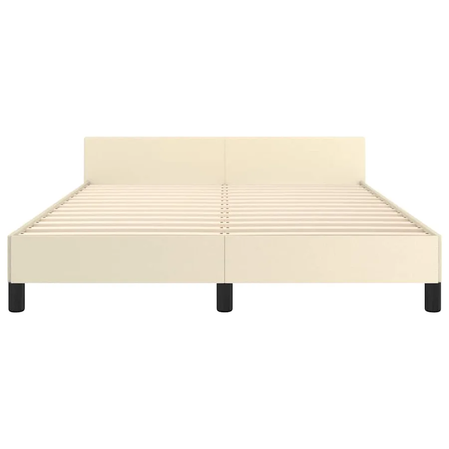 Cadre de lit avec tête de lit sans matelas crème 140x190 cm - 5