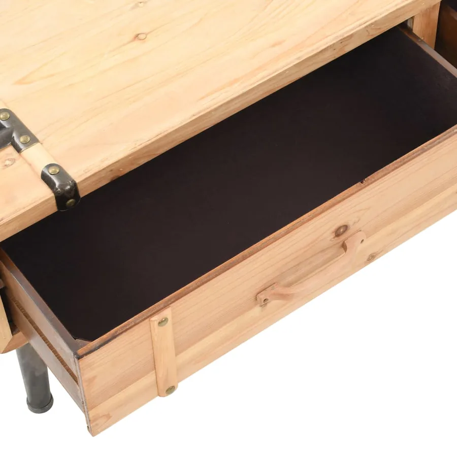 Meuble TV Bois de sapin massif 120x33x35 cm - 6