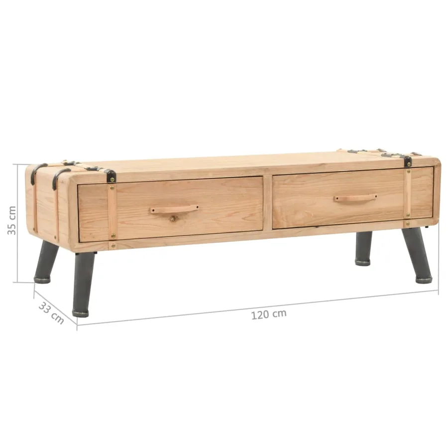 Meuble TV Bois de sapin massif 120x33x35 cm - 9