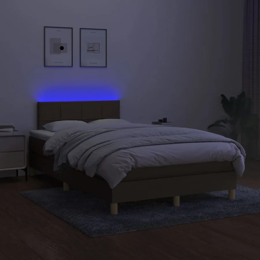 Sommier à lattes de lit matelas et LED Marron foncé 120x200 cm - 4