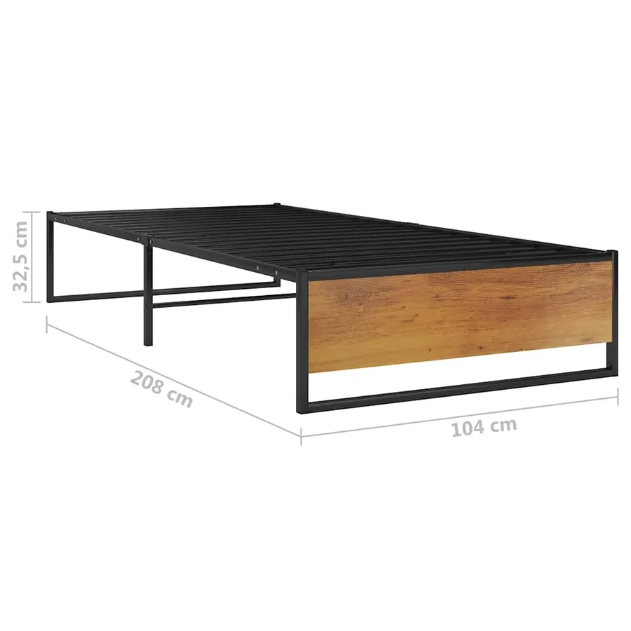 Cadre de lit sans matelas noir métal 100x200 cm - 7