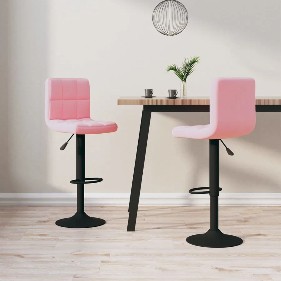 Tabourets de bar lot de 2 rose velours