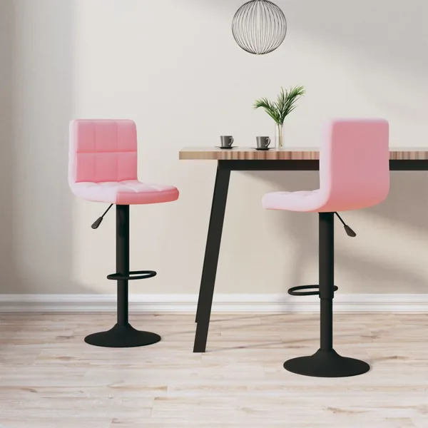 Tabourets de bar lot de 2 rose velours