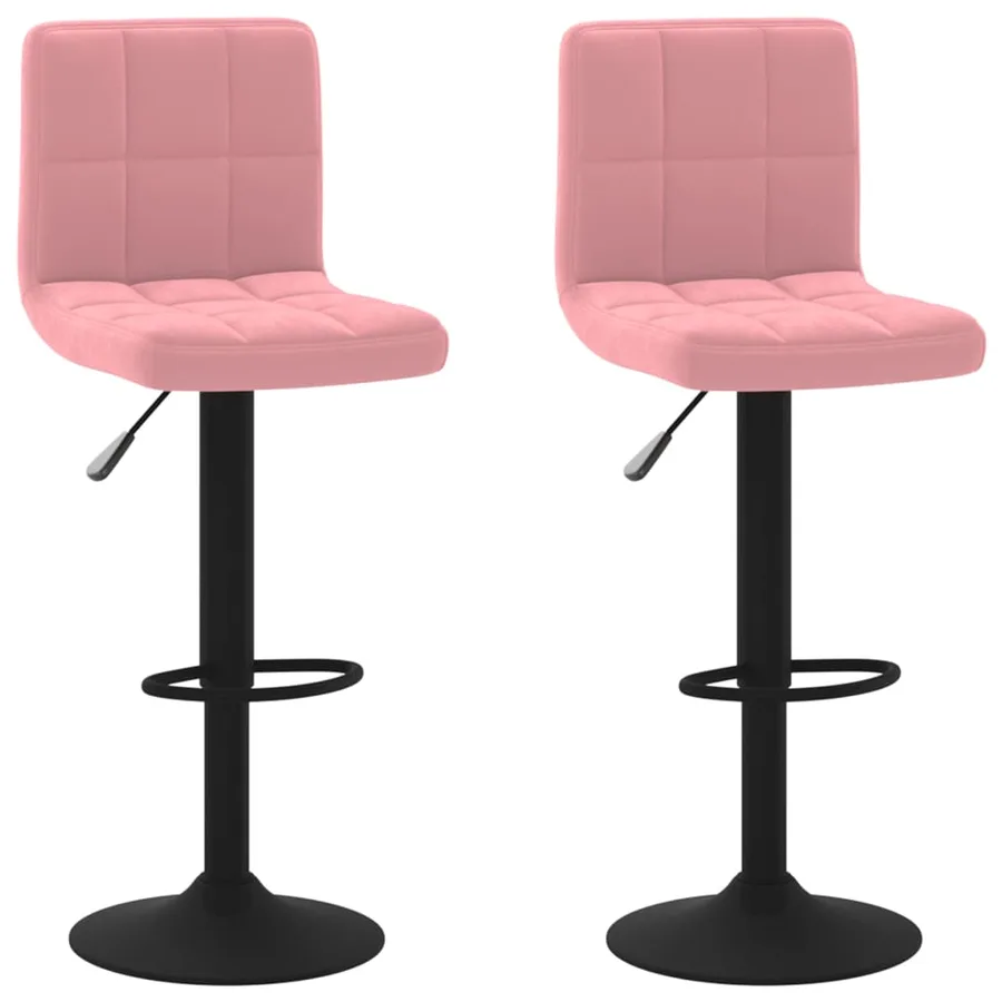 Tabourets de bar lot de 2 rose velours - 2
