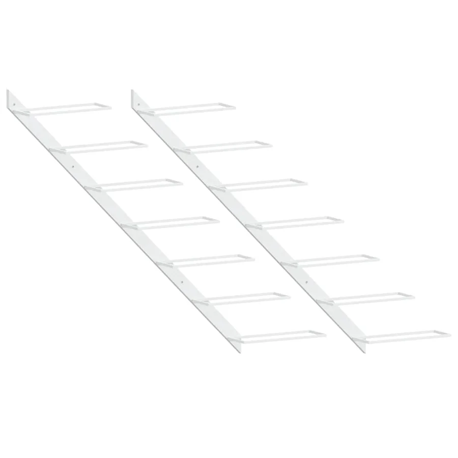 Casier à vin mural pour 7 bouteilles 2 pcs Blanc Métal - 2