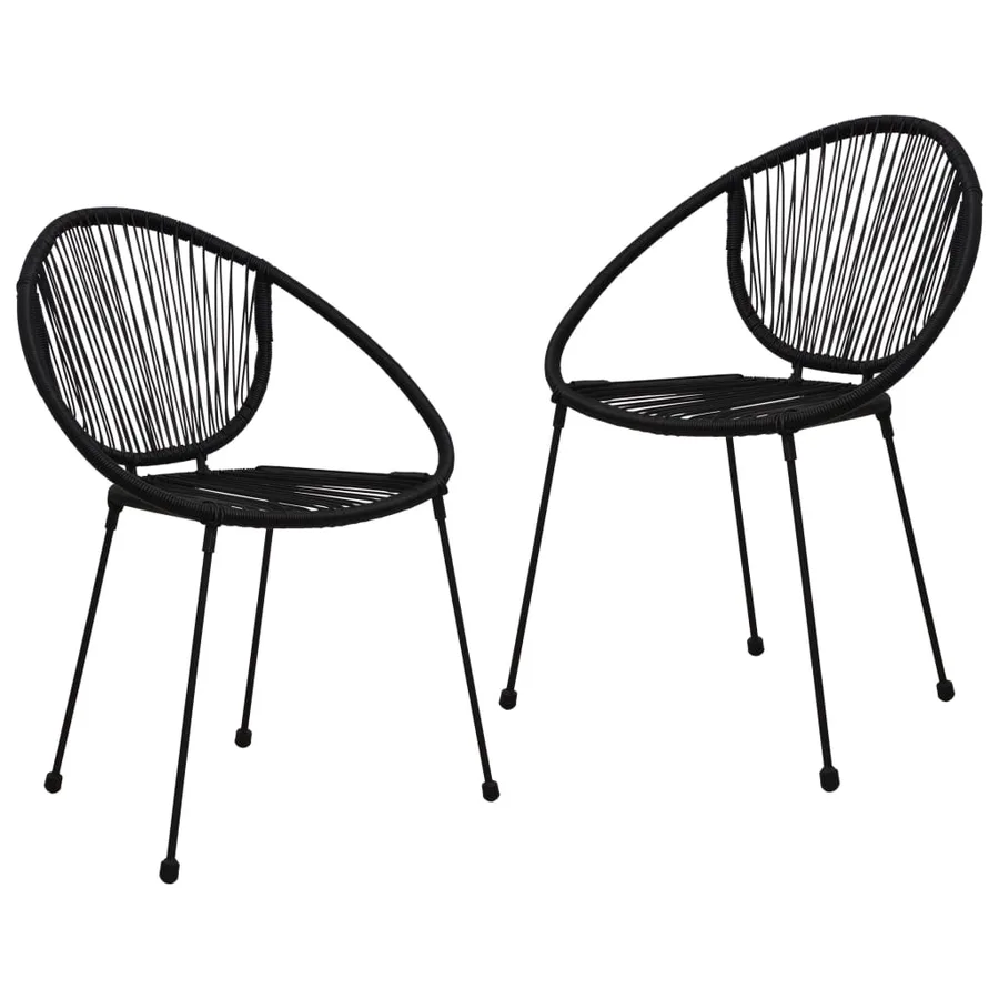 Ensemble à manger d'extérieur 3 pcs Rotin PVC Noir - 6