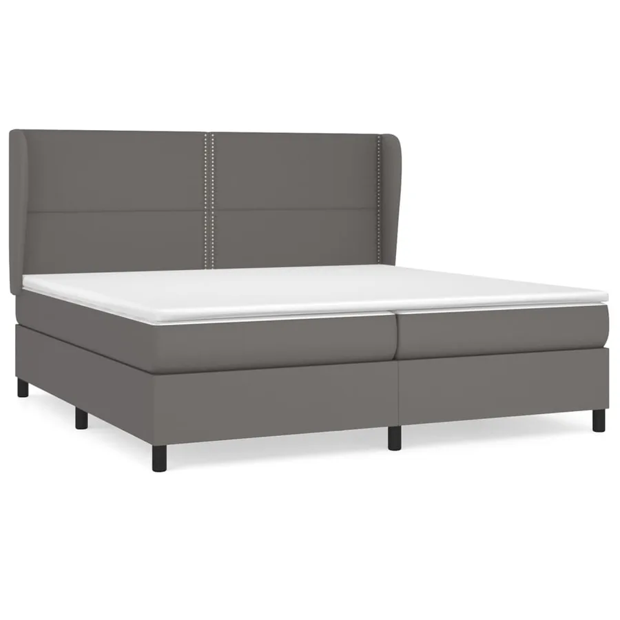 Sommier à lattes de lit avec matelas Gris 200x200 cm Similicuir - 2
