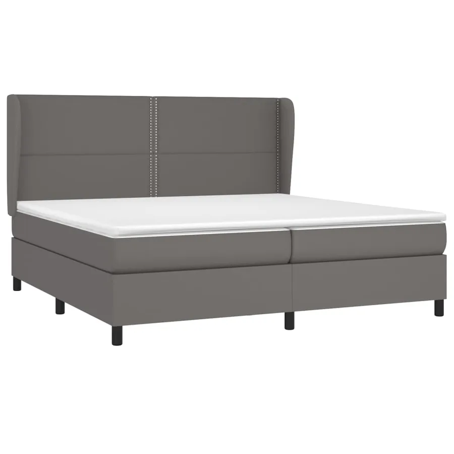 Sommier à lattes de lit avec matelas Gris 200x200 cm Similicuir - 3