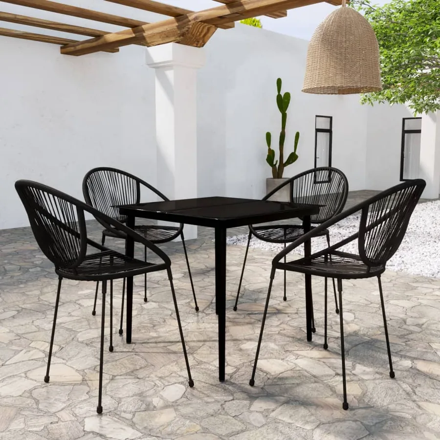 Ensemble à manger de jardin 5 pcs Noir