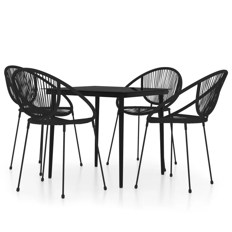 Ensemble à manger de jardin 5 pcs Noir - 2