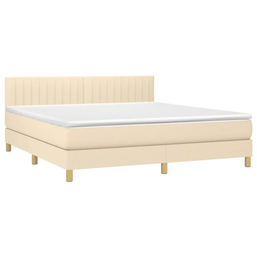 Sommier à lattes de lit avec matelas Crème 180x200 cm Tissu - 3