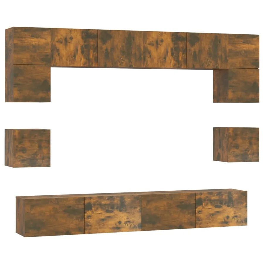 Ensemble de meubles TV 8 pcs Chêne fumé Bois d'ingénierie - 2
