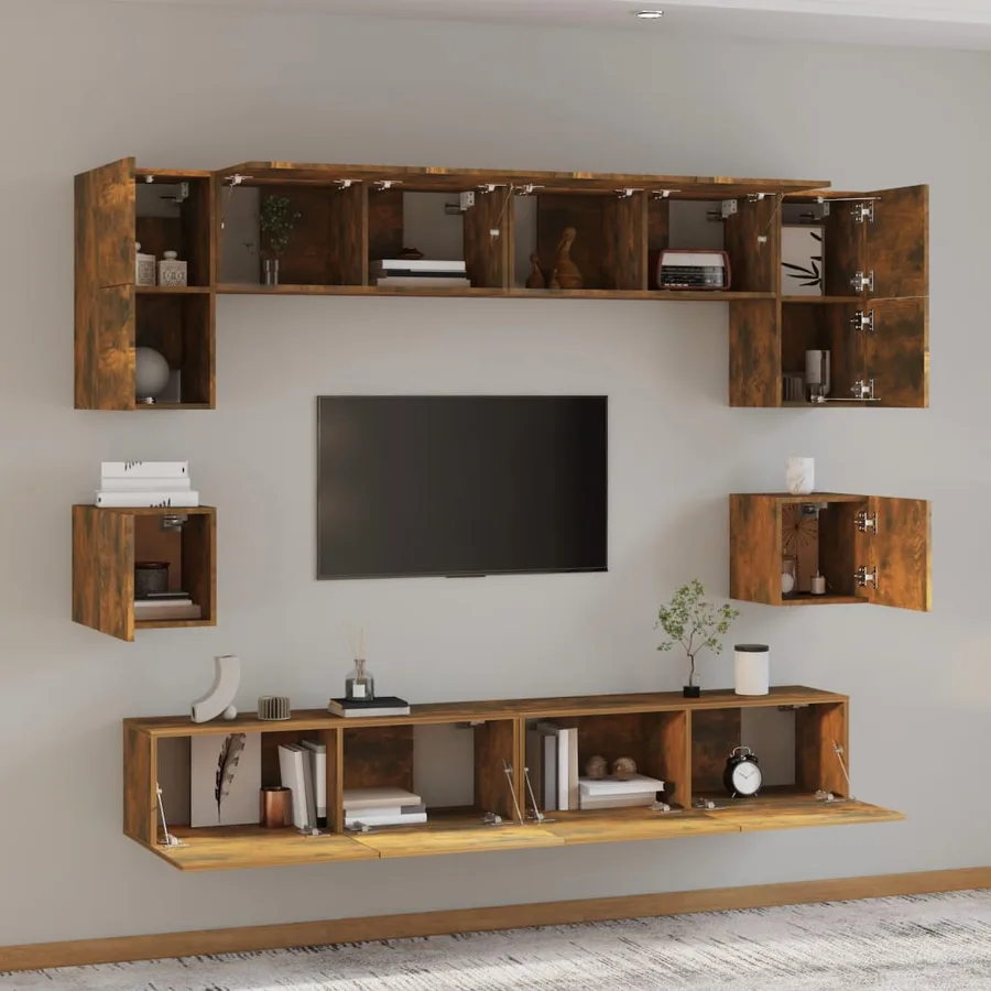 Ensemble de meubles TV 8 pcs Chêne fumé Bois d'ingénierie - 3