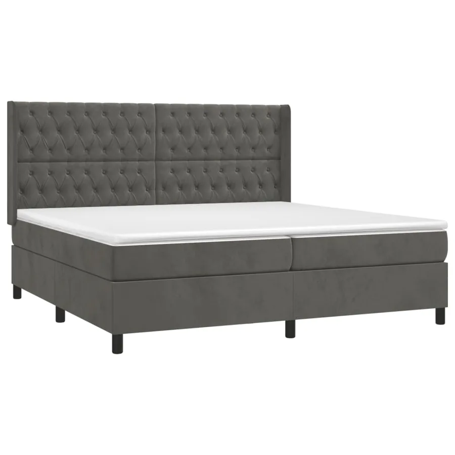 Sommier à lattes de lit matelas et LED Gris foncé 200x200 cm - 4