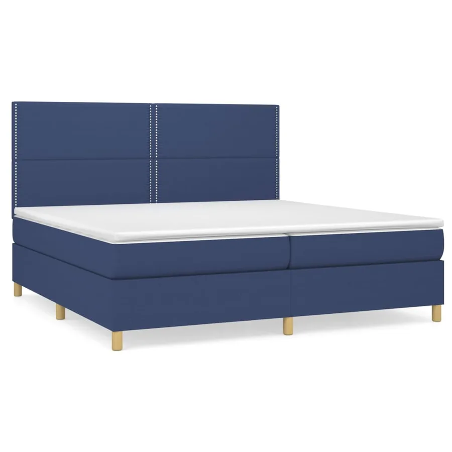 Sommier à lattes de lit avec matelas Bleu 200x200 cm Tissu - 2