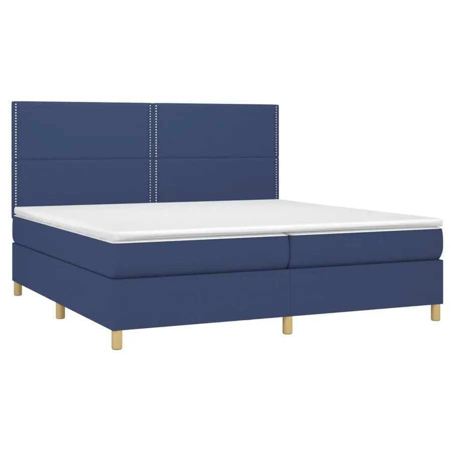 Sommier à lattes de lit avec matelas Bleu 200x200 cm Tissu - 3