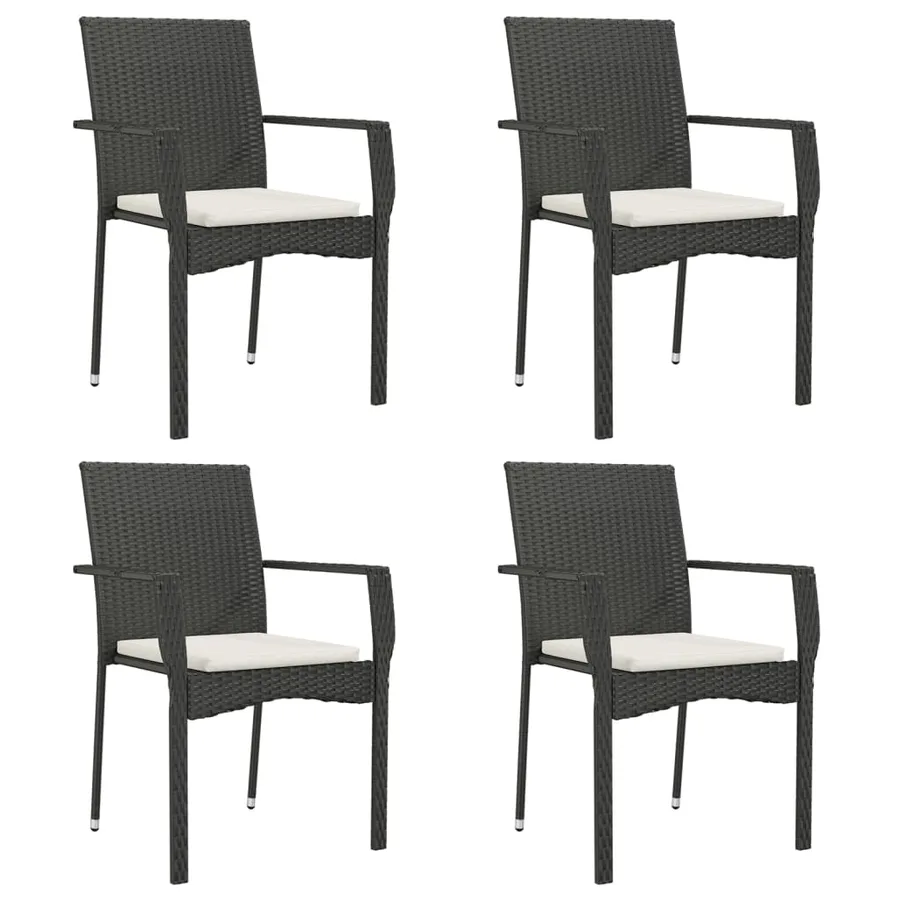 Ensemble à manger de jardin coussins 5pcs Noir Résine tressée - 4