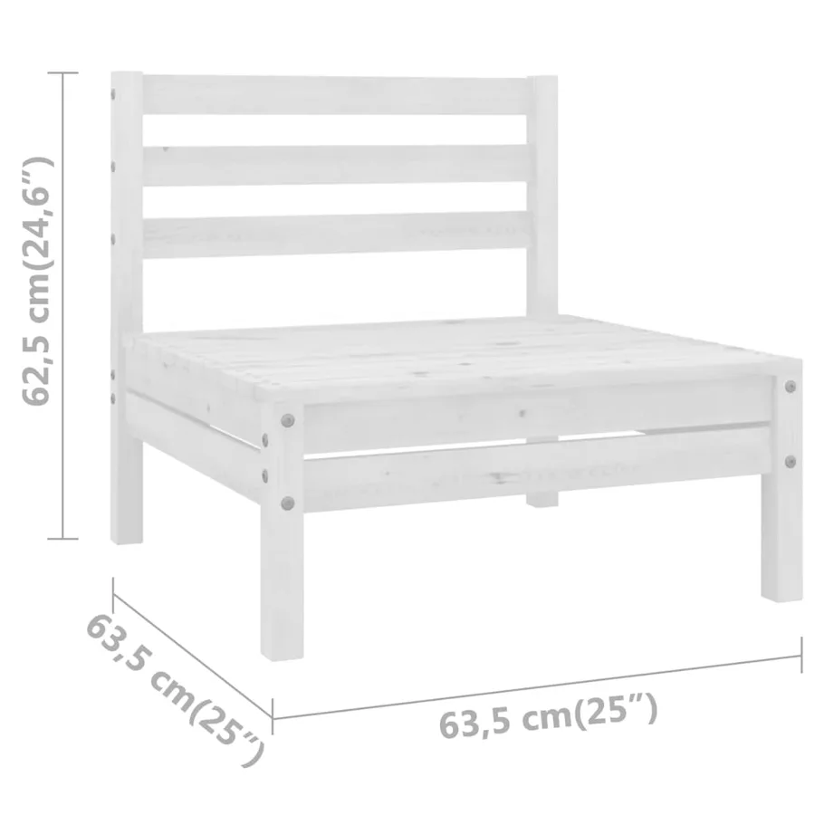 Salon de jardin 3 pcs Bois de pin massif Blanc - 15