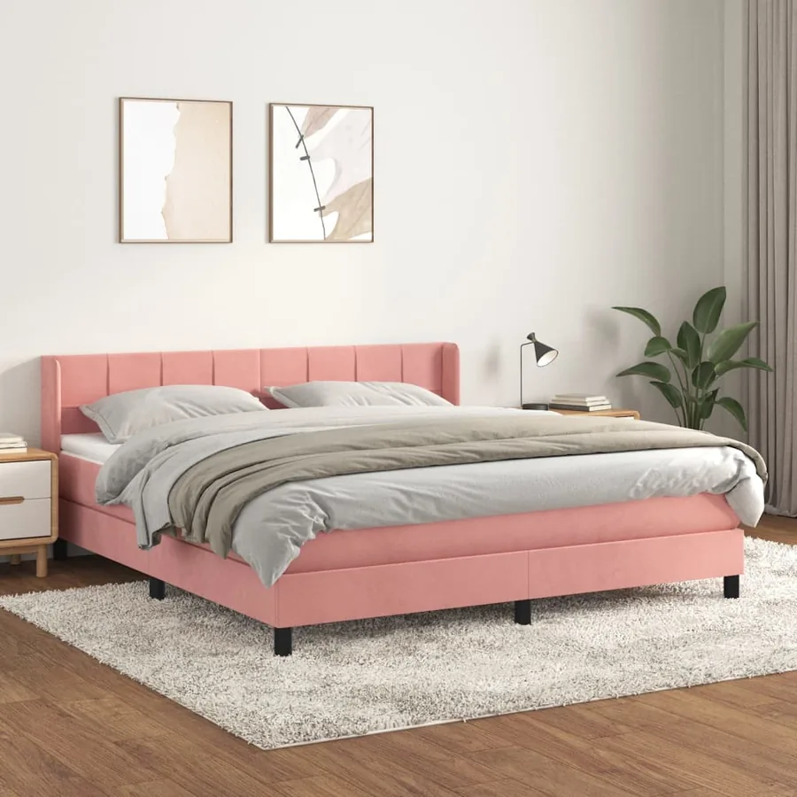 Sommier à lattes de lit avec matelas Rose 180x200 cm Velours