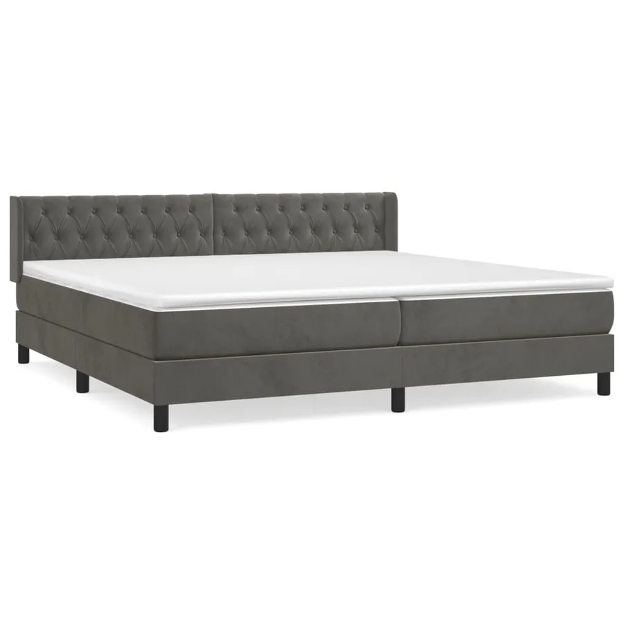Sommier à lattes de lit et matelas Gris foncé 200x200cm Velours - 2