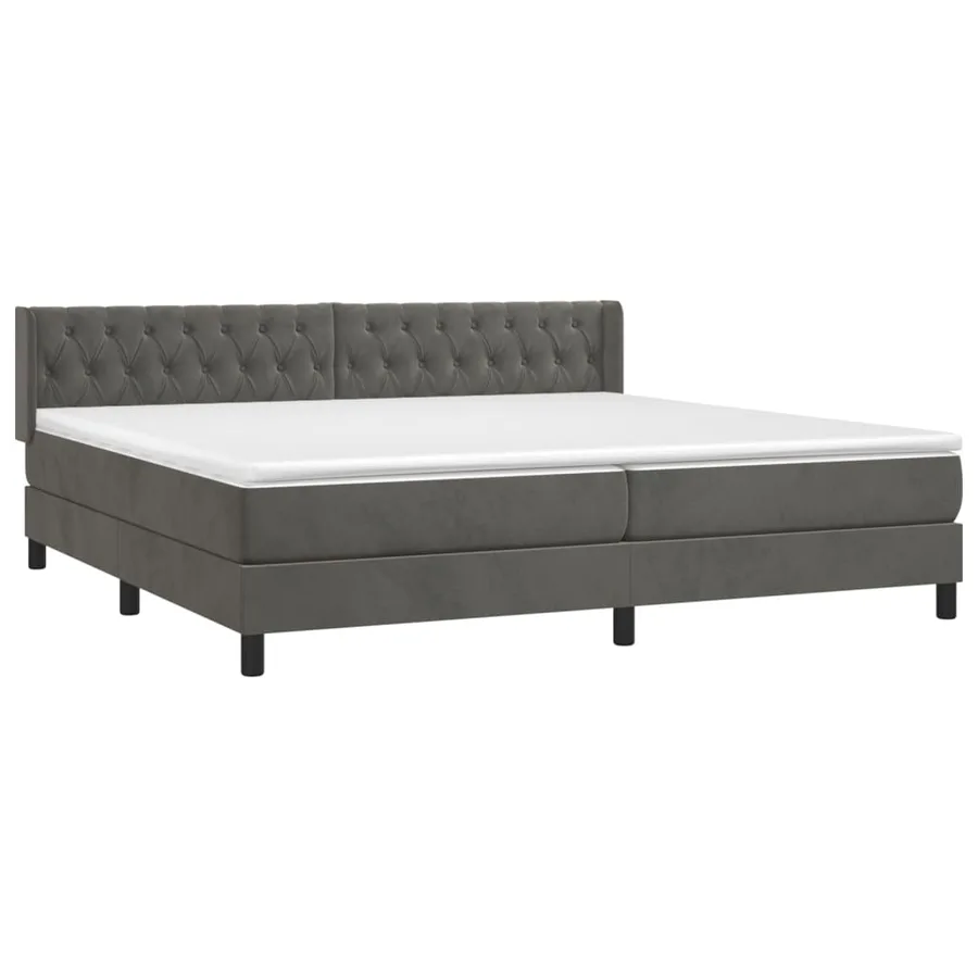 Sommier à lattes de lit et matelas Gris foncé 200x200cm Velours - 3