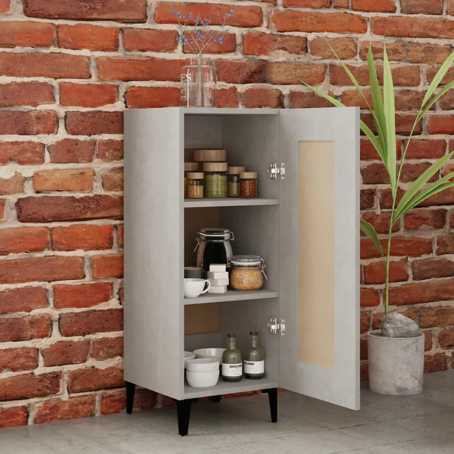 Buffet Gris béton 34,5x34x90 cm Bois d'ingénierie - 3