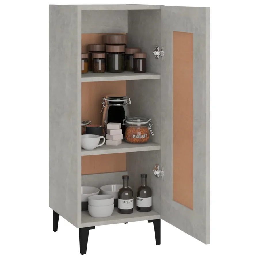 Buffet Gris béton 34,5x34x90 cm Bois d'ingénierie - 4