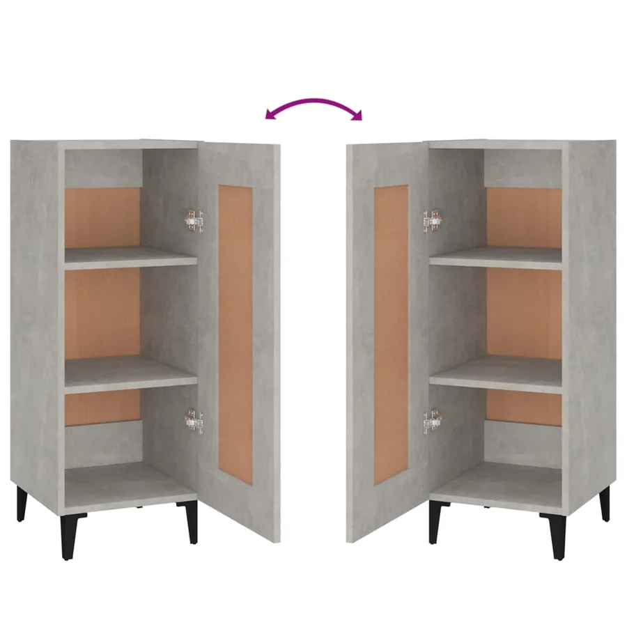 Buffet Gris béton 34,5x34x90 cm Bois d'ingénierie - 8