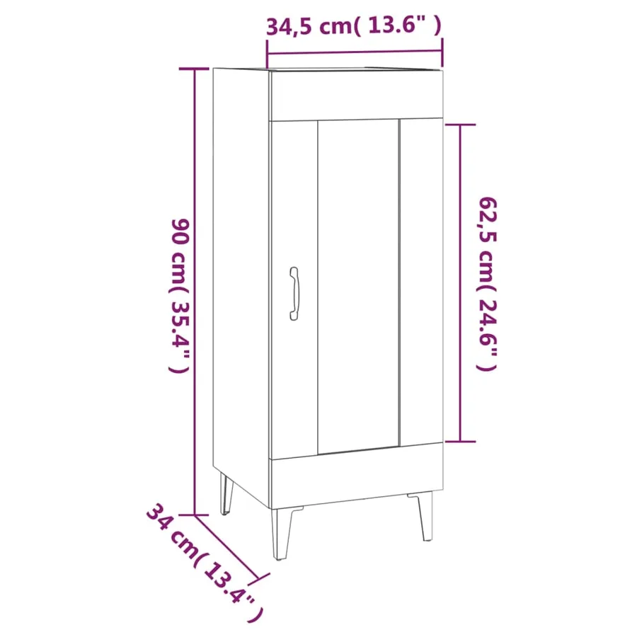 Buffet Gris béton 34,5x34x90 cm Bois d'ingénierie - 9