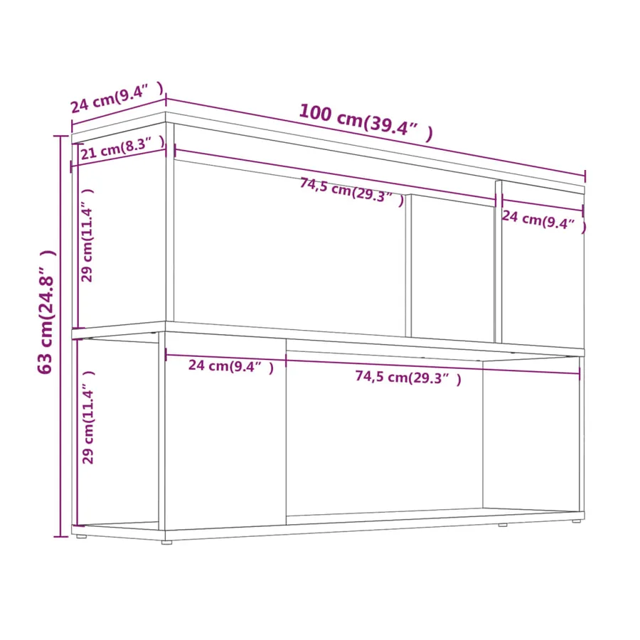 Bibliothèque Chêne marron 100x24x63 cm Bois d'ingénierie - 7