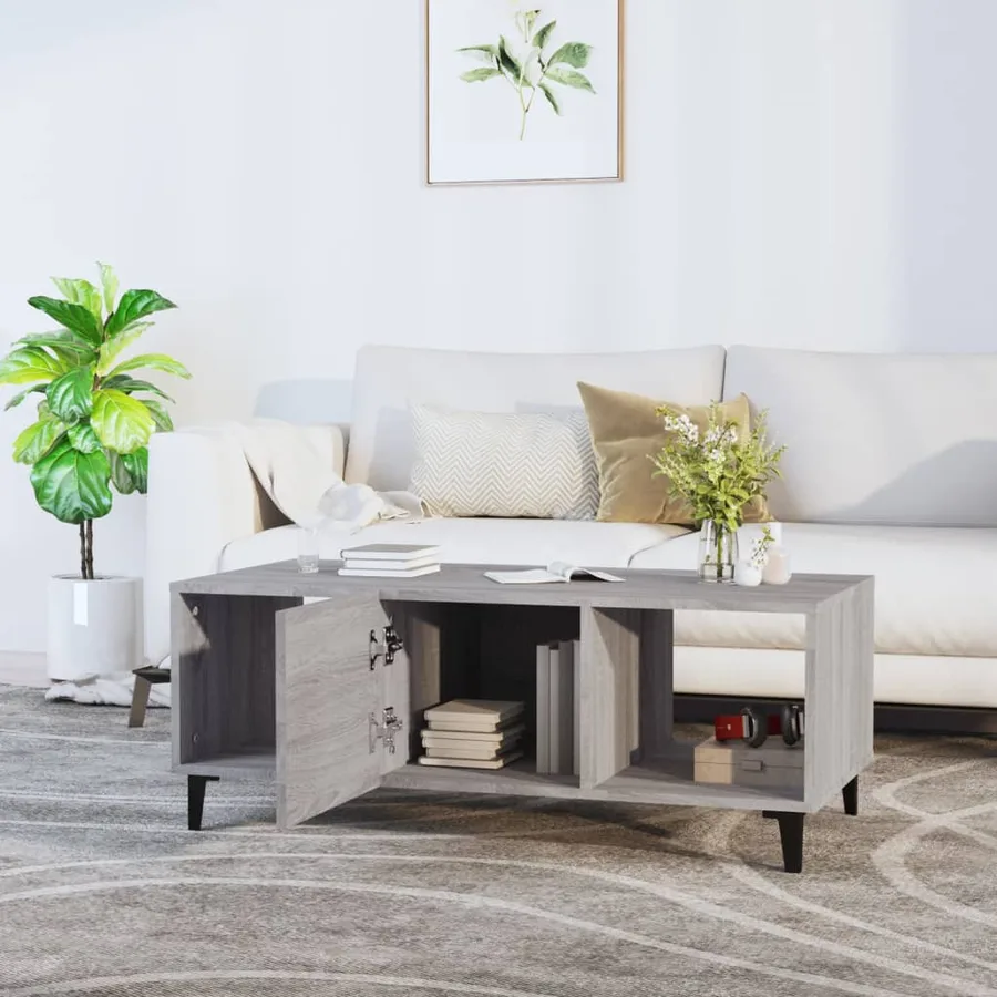 Table basse sonoma gris 102x50x40 cm bois d'ingénierie - 3