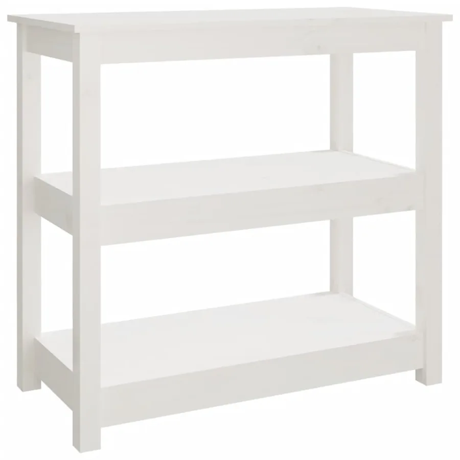 Table console Blanc 80x40x74 cm Bois massif de pin - 2