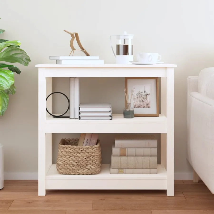 Table console Blanc 80x40x74 cm Bois massif de pin - 3