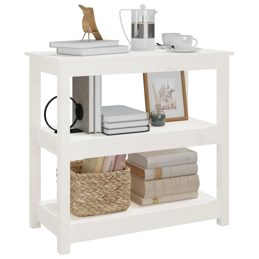 Table console Blanc 80x40x74 cm Bois massif de pin - 4