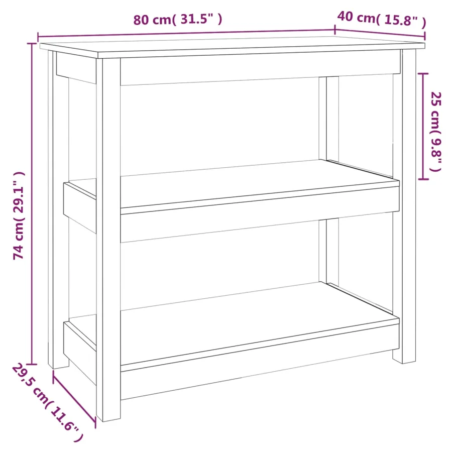 Table console Blanc 80x40x74 cm Bois massif de pin - 8