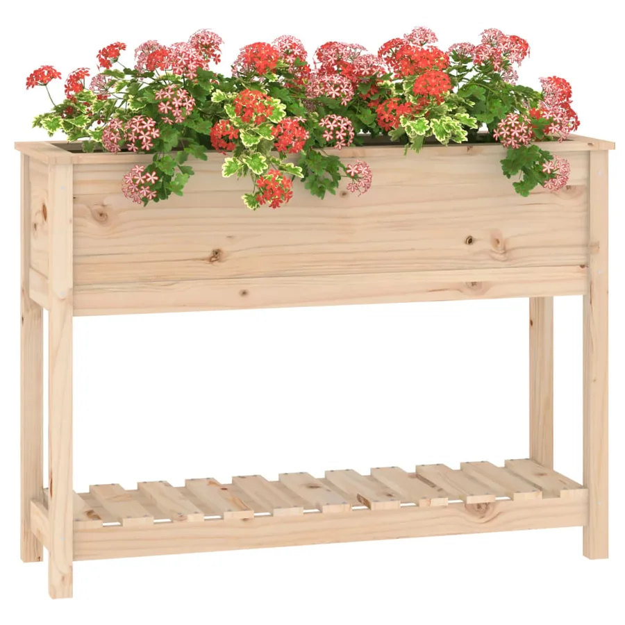 Jardinière avec étagère 111,5x34,5x81 cm Bois massif de pin - 4