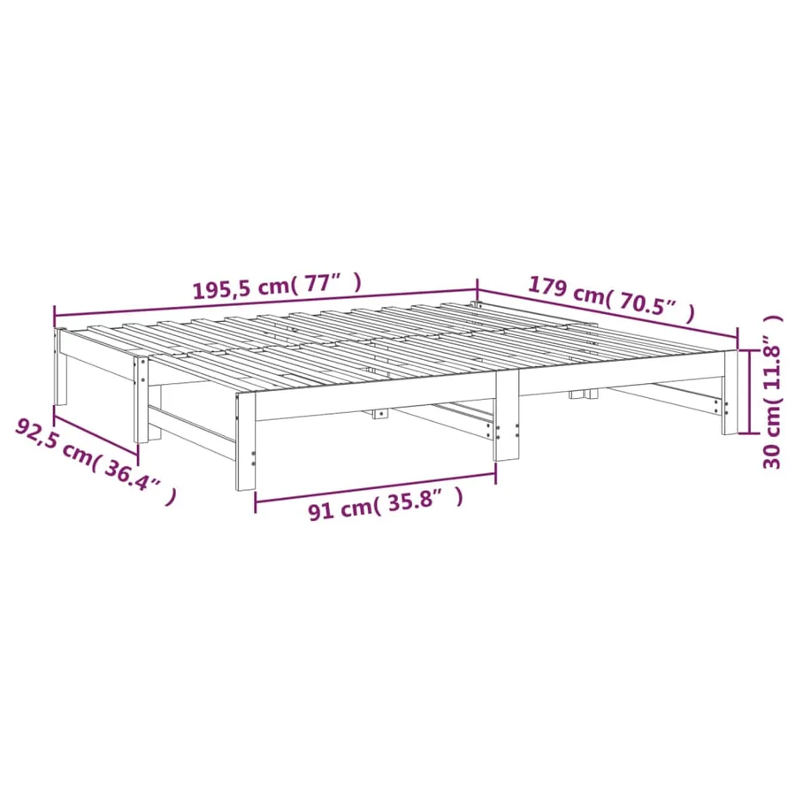 Lit coulissant sans matelas blanc 2x(90x190) cm - 12