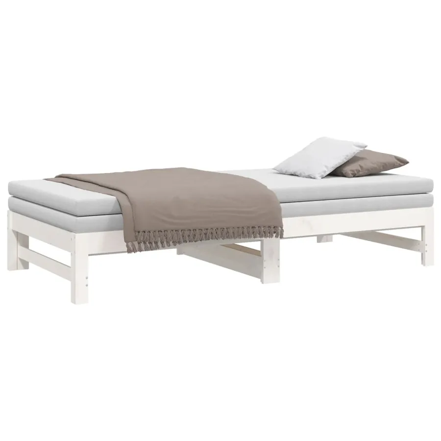 Lit coulissant sans matelas blanc 2x(90x190) cm - 6