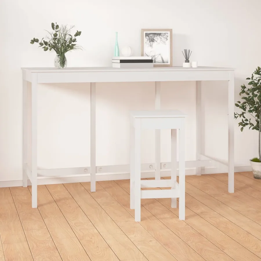 Table de bar Blanc 180x80x110 cm Bois massif de pin - 6