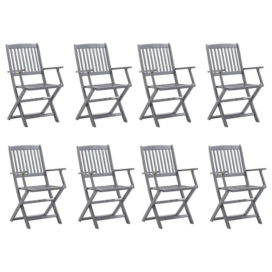 Chaises pliables d'extérieur lot de 8 et coussins Bois d'acacia - 2