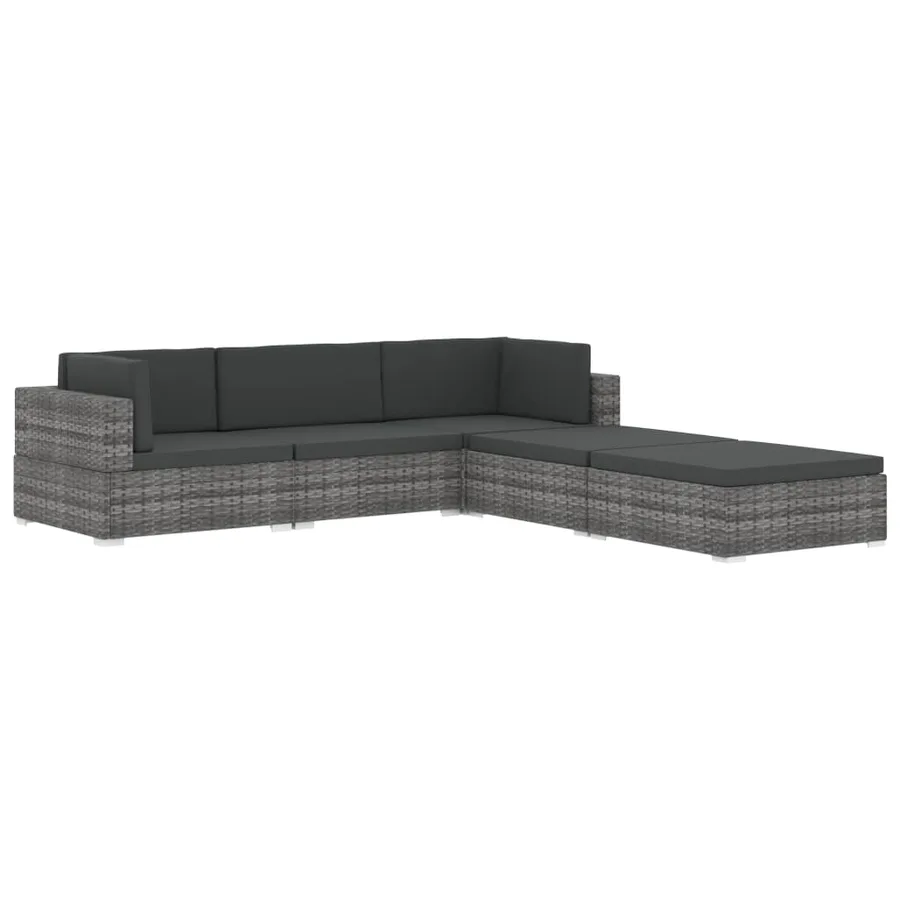 Chaise d'angle 1 pc et coussins Résine tressée Noir - 10