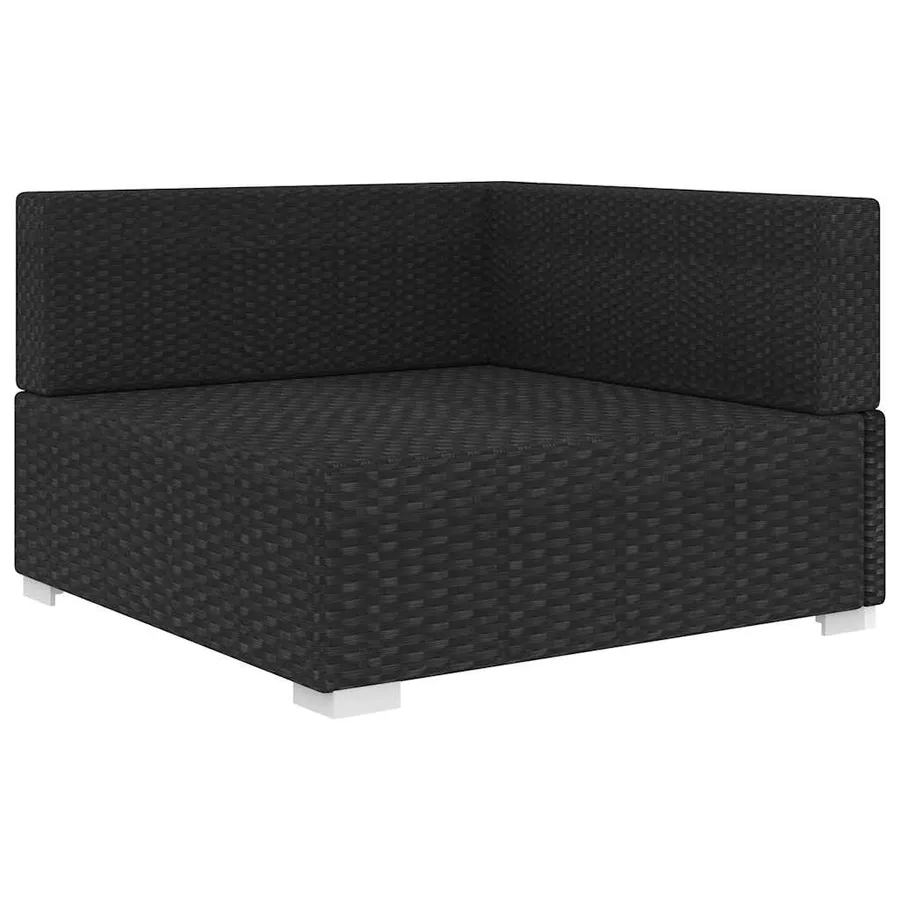 Chaise d'angle 1 pc et coussins Résine tressée Noir - 2
