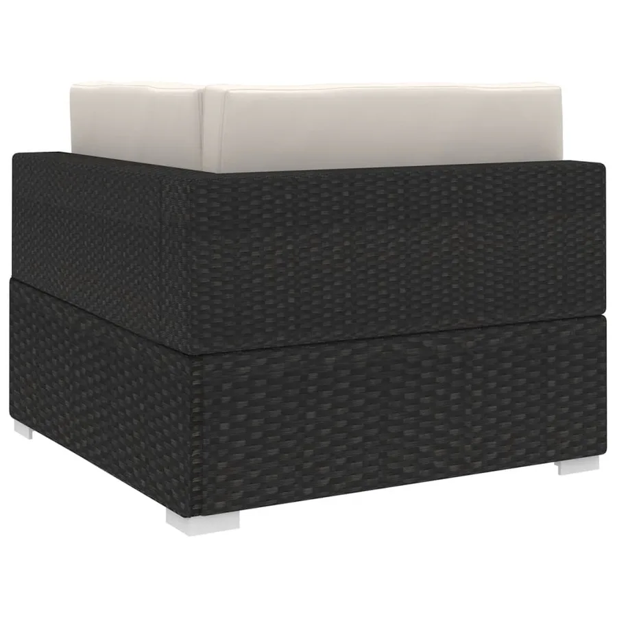 Chaise d'angle 1 pc et coussins Résine tressée Noir - 4