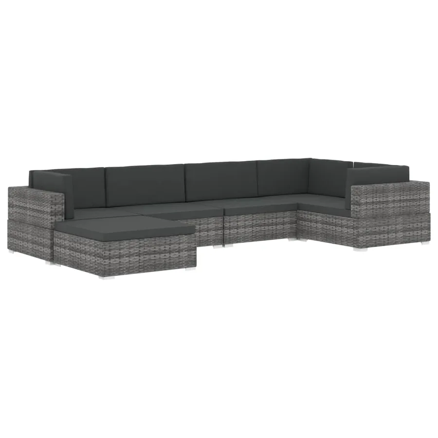 Chaise d'angle 1 pc et coussins Résine tressée Noir - 9