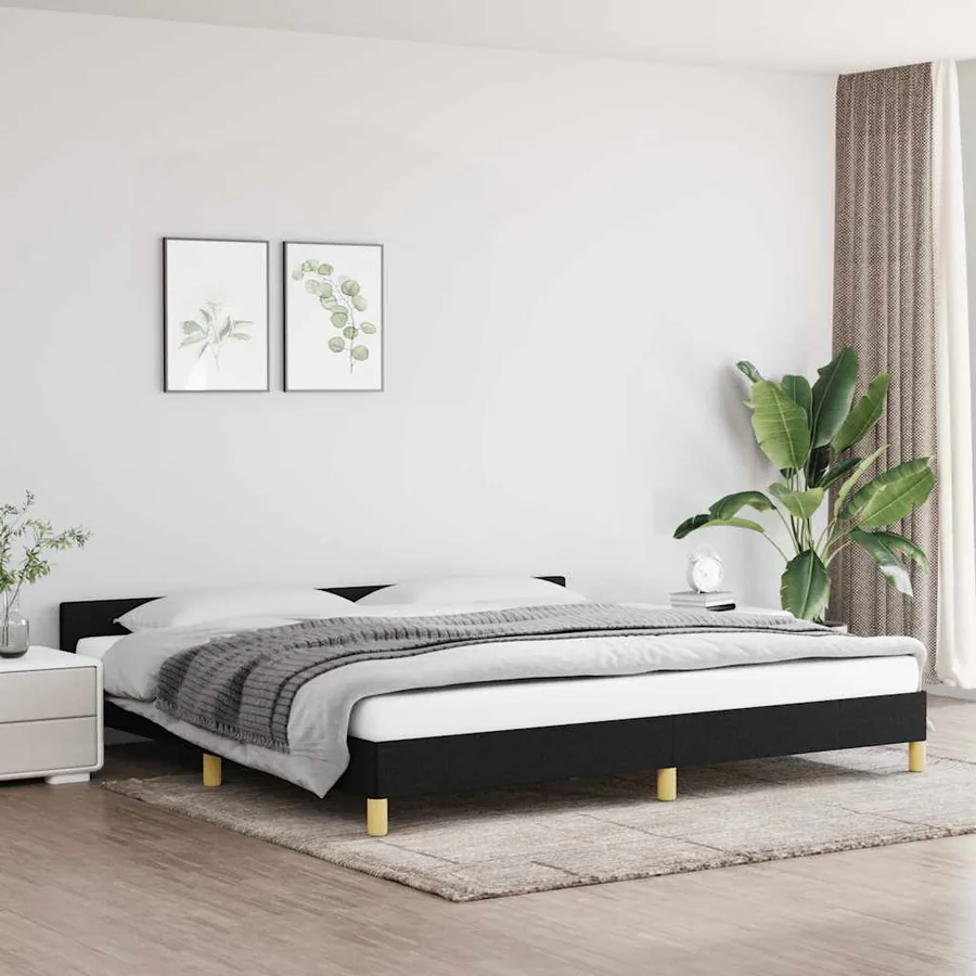 Cadre de lit sans matelas noir 200x200 cm tissu