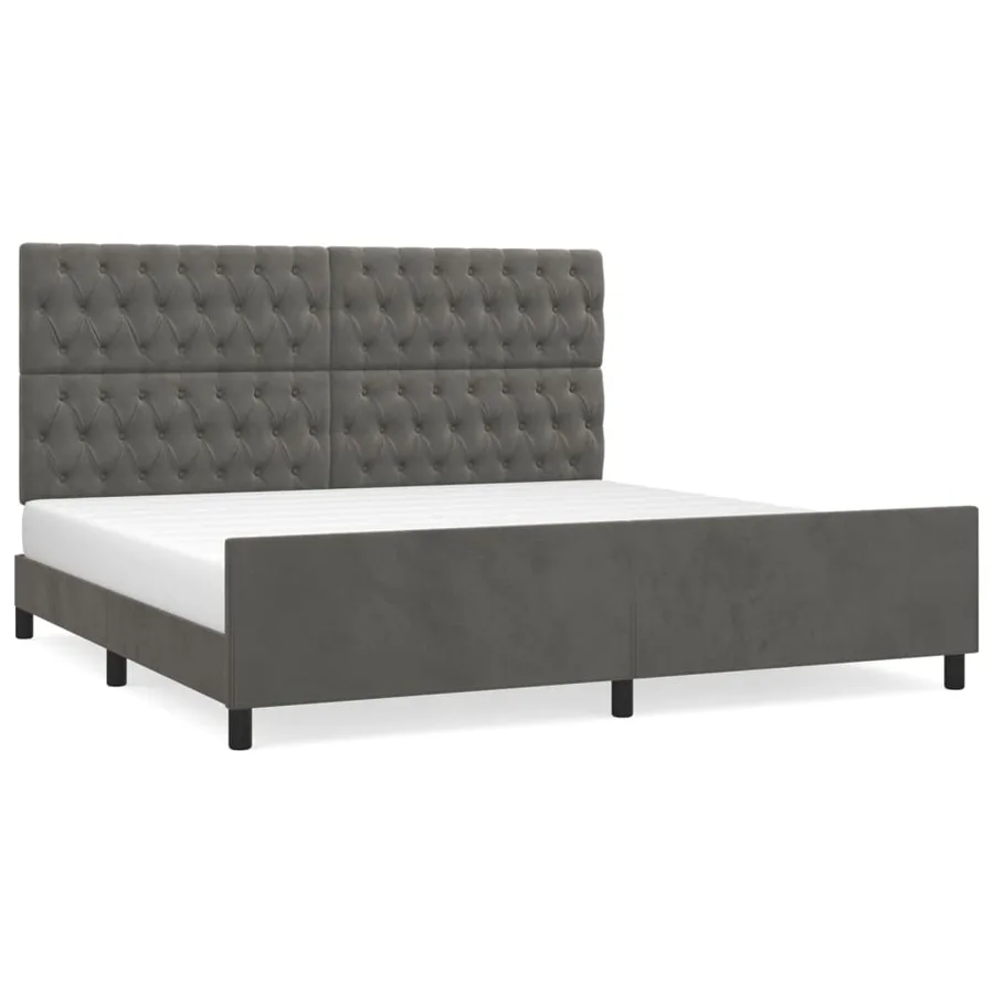 Cadre de lit sans matelas gris foncé 200x200 cm velours - 2