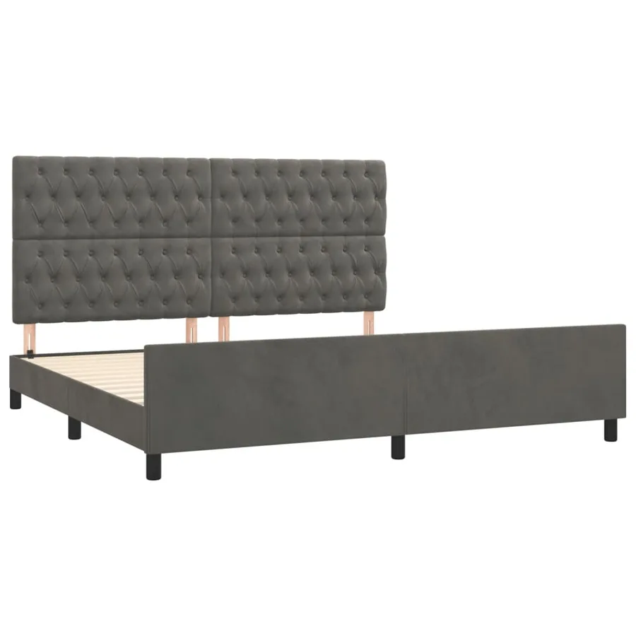 Cadre de lit sans matelas gris foncé 200x200 cm velours - 4