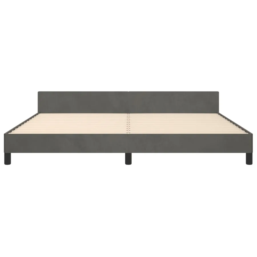 Cadre de lit sans matelas gris foncé 200x200 cm velours - 6