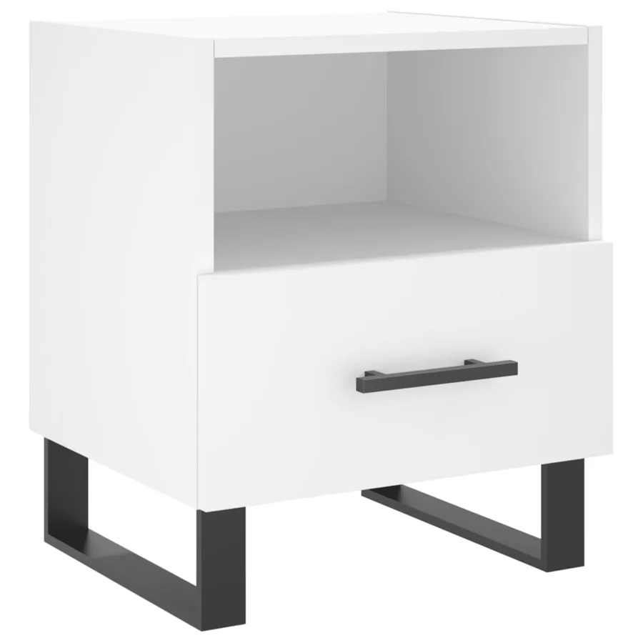 Table de chevet blanc 40x35x47,5 cm bois d’ingénierie - 2